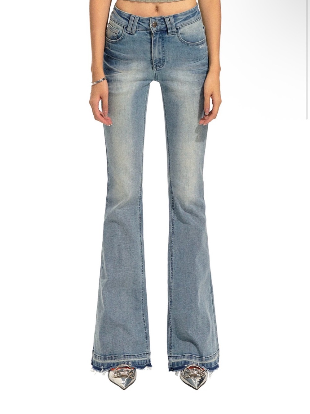 Naws Light Blue low-Rise Flare Jeans #Y2K